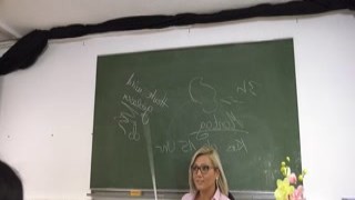 German female Teacher show Curvy Teen how to Suck in Th
