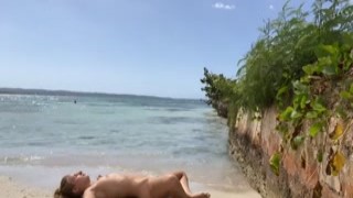 Shannon Blake doing Naked Yoga at the beach